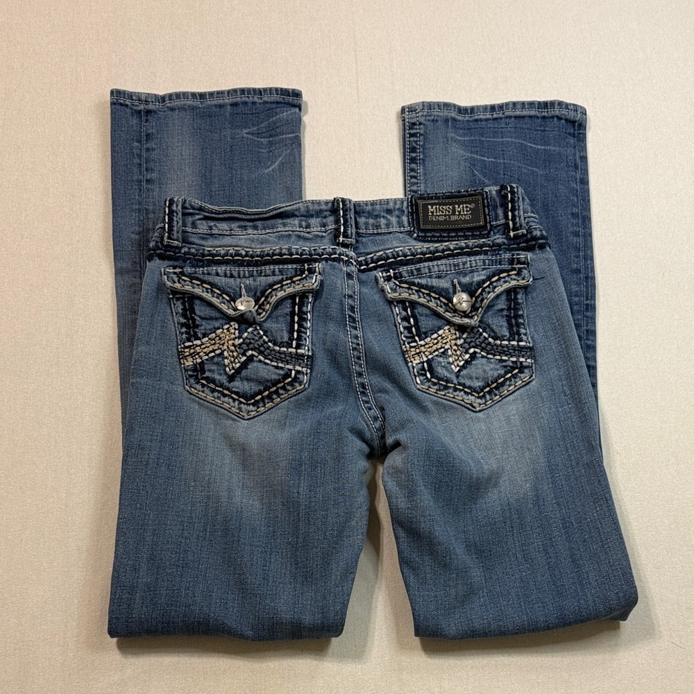 Miss Me Blue Boot Cut Jeans with Embellished Pockets